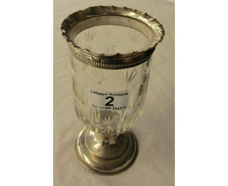 Cut glass vase with silver mounts - Birmingham hallmarks circa 1901 - H: 18cm