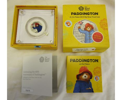 Royal Mint Silver Proof 50 pence coin - Paddington at the Palace - Paddington Bear 2018 - Boxed with COA