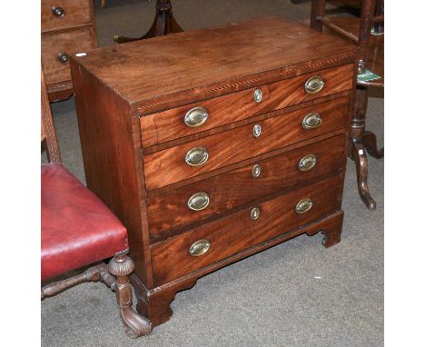 A George III Caddy-Top Mahogany Straight Front Chest Of Drawers, four graduated drawers, gilt-metal oval handles and lock esc