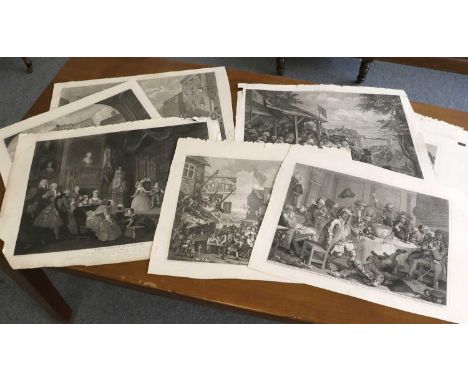 After William Hogarth (1697-1794)A collection of various engravings including Southwark Fair, "The Indian Empress", "Beer Str