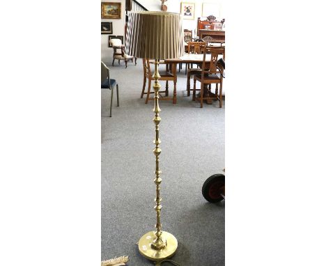 A Brass Standard Lamp and Shade