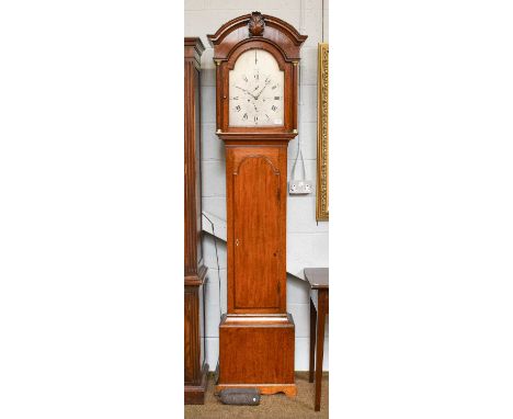 An Oak Eight Day Longcase Clock, late 18th century, 12'' silvered arch dial, signed Alexr Will, Huntly, five pillar movement 
