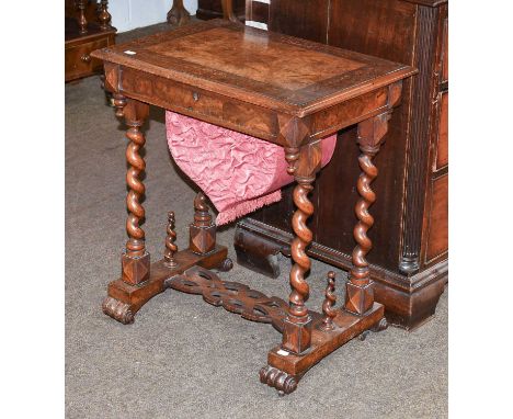 A 19th Century Pollard Oak, Rosewood Crossbanded &amp; Marquetry Work Table, of rectangular form with hinged top, compartment