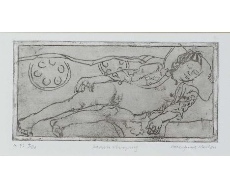 Eric James Mellon (1925-2014)"Sarah Sleeping"Pencil signed &amp; titled artist's proof, 9/50, etching; together with futher w