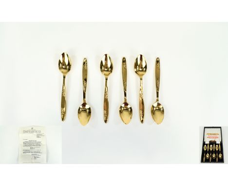 Nestle Gold Blend Gold Plated Coffee Spoons Boxed set of six collectors spoons from 1970. Complete with original letter of re