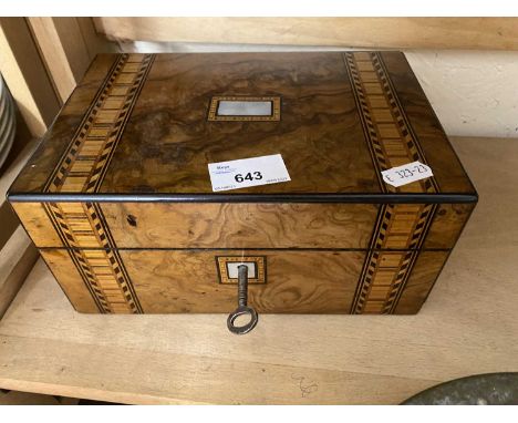 Tunbridge ware style box with mother of pearl inlay