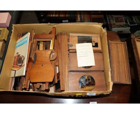 A box of wooden framed Magic Lantern slides, some AF