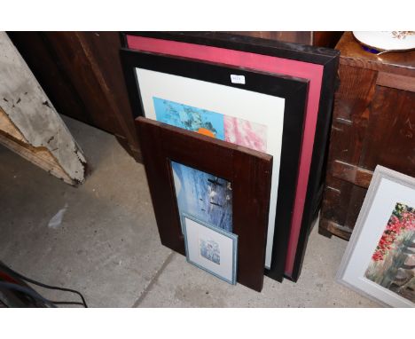 A quantity of various picture frames and prints 