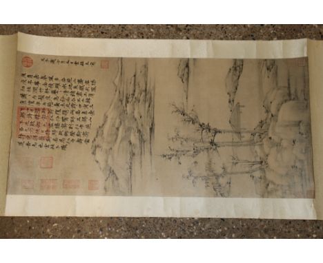 Two large Chinese scrolls with prints and inscriptions 
