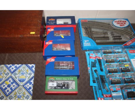 Three Heljan model railway items, a Bachmann narrow gauge Baldwin Class engine and a Bachmann Wickham Trolley