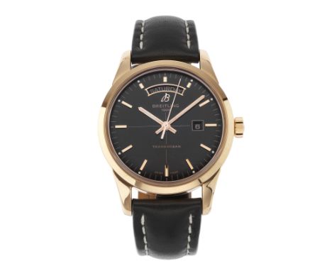 Breitling, an 18ct rose gold Transocean Day Date wrist watch, circa 2018, reference R4531012, signed automatic movement, seri