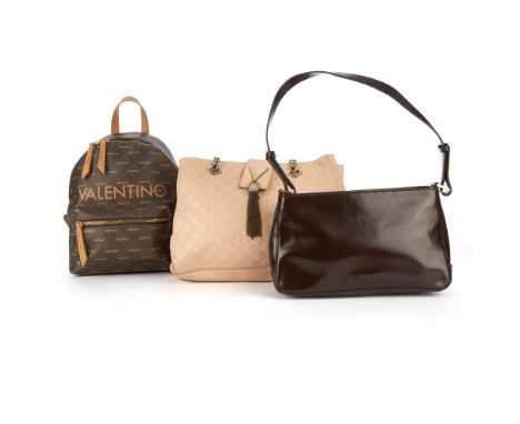 Valentino by Mario Valentino, three handbags, to include a pale pink Davina handbag with front tassel detail and magnetic sna