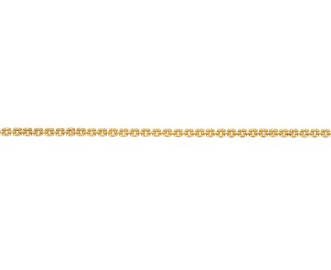 A 22ct gold brick-link bracelet, with hook clasp, stamped 916R, length 19cm, 7.4gCondition- Overall good condition- Some mark