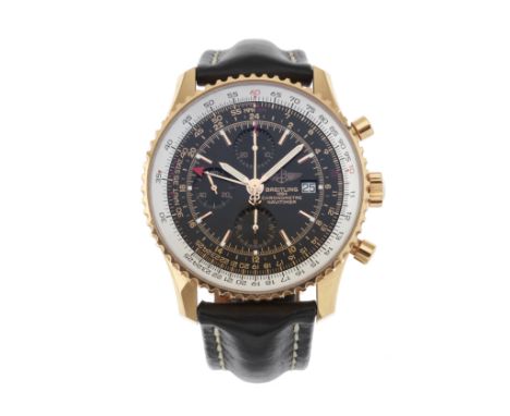 Breitling, a limited edition 18ct rose gold Navitimer World wrist watch, circa 2012, black dial, number 478 from an edition o
