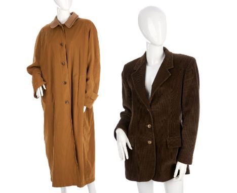 Mulberry, two coats, to include a ladies full-length beige overcoat, with front button fastenings and the maker's classic tar
