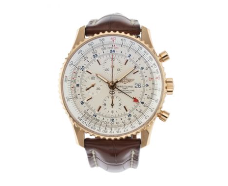 Breitling, a limited edition 18ct rose gold Navitimer World wrist watch, circa 2015, white dial, number 59 from an edition of