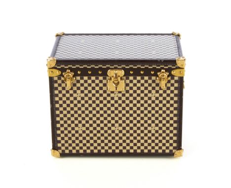 Louis Vuitton, a rare Mini Malle Chapeaux Trunk jewellery box / paperweight, featuring the maker's signature damier check pat