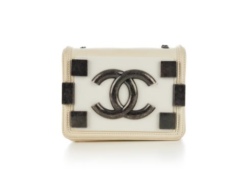 Chanel, a Lego handbag, crafted from white leather, featuring antiqued silver-tone hardware, a rear slip pocket with diamond 