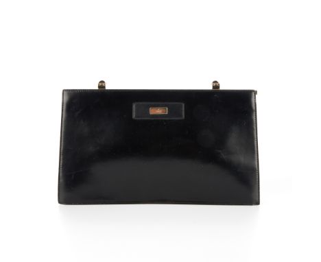 Gucci, a black leather handbag AF, crafted from smooth black leather, with pale gold-tone hardware, latch release top hinge c