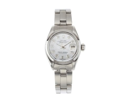 Rolex, a stainless steel Datejust bracelet watch, circa 1978, mother-of-pearl diamond dial, reference 6916, signed automatic 