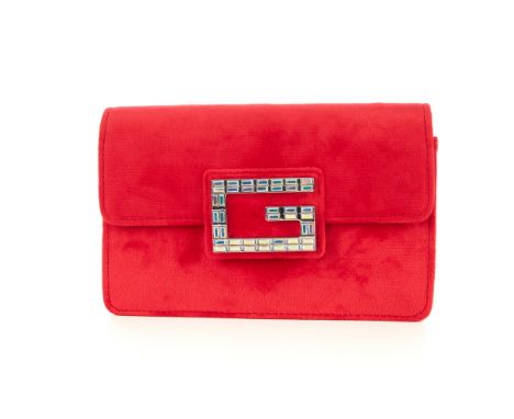 Gucci, a velvet Broadway handbag, from the maker's Fall Winter 2018 collection, designed with a red velvet exterior, featurin