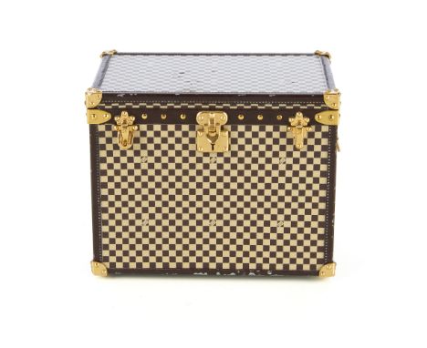 Louis Vuitton, a rare Mini Malle Chapeaux Trunk jewellery box / paperweight, featuring the maker's signature damier check pat