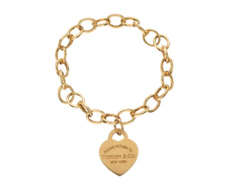 Tiffany & Co., an 18ct gold Return to Tiffany Heart Tag bracelet, suspending a heart-shape charm, signed Tiffany & Co., hallm