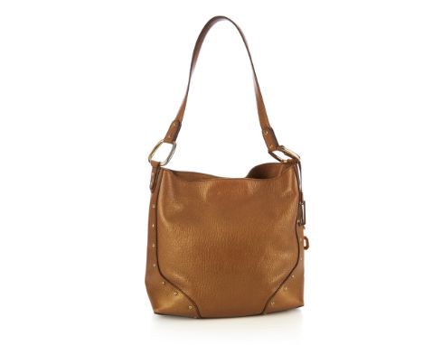 Dolce & Gabbana, a hobo handbag, crafted from grained gold leather, with gold-tone hardware to include studded trim, with a f