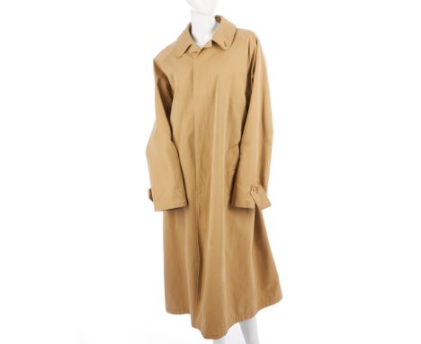 Ralph Lauren, a men's beige trench coat, featuring a notched lapel collar, concealed front button fastenings and a waist belt