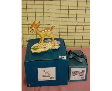 CLASSICS WALT DISNEY COLLECTION BOXED CERAMIC FIGURE BAMBI AND BAMBI TITLE SCROLL 