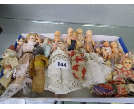 MINIATURE CELLULOID, PLASTIC AND CARVED PAINTED WOODEN JAPANESE PUPPET DOLLS 