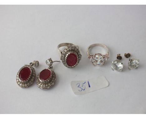 Bag of silver earrings, ring etc     