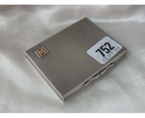 Good quality rectangular yellow mounted cigarette case,  3.25" long Lon 1931 by C &amp; C 98g.     