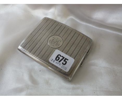 Cigarette case with line decoration, 4" wide B'ham  1919 by WN 128g.       
