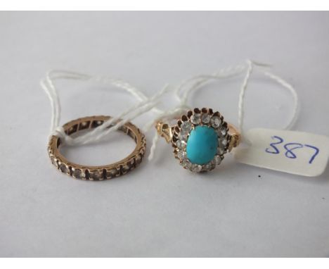 Turquoise &amp; white stone gold mouted ring  &amp; gold mounted stone set eternity ring    