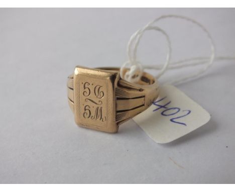 9ct gents signet ring approx size Q 8.5g    