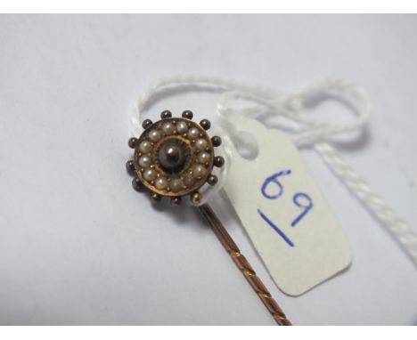 Gold mounted pearl stick pin      