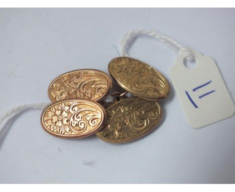Pair engine turned 9ct cufflinks 7.3g     