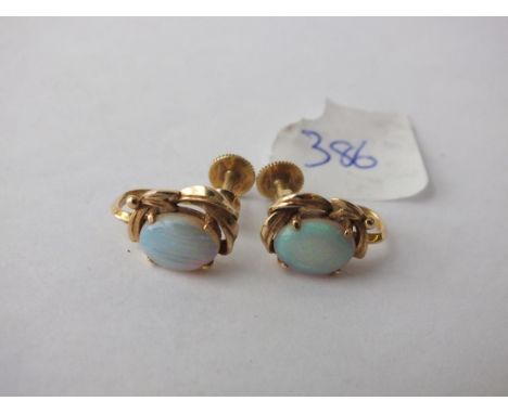 Pair 14ct gold and opal earrings