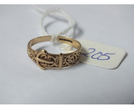 Small 9ct engraved buckle ring approx size  N   