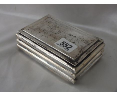 Art Deco cigarette box with solid hinged cover, 5"  wide marked Sterling       