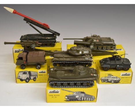 Eight Solido diecast model military vehicles 200, 202, 203, 205, 206, 207, 208 and 218, all in original boxes.&nbsp;