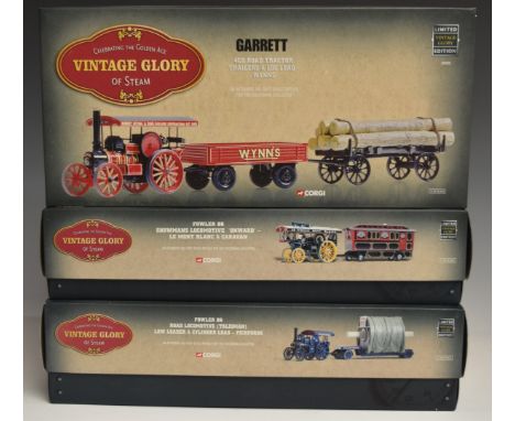 Three Corgi Vintage Glory of Steam 1:50 scale limited edition diecast model vehicles Pickfords Fowler B6 Road Locomotive (Tal