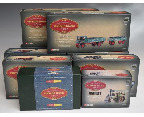 Nine Corgi Vintage Glory of Steam 1:50 scale limited edition diecast model vehicles including one Premium CC20201, Garrett, W