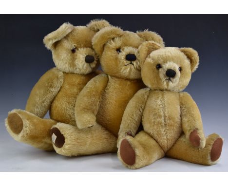 Three&nbsp;Chad Valley Teddy bears all with growler, blonde mohair, soft filling, disc joints, velvet pads and original label