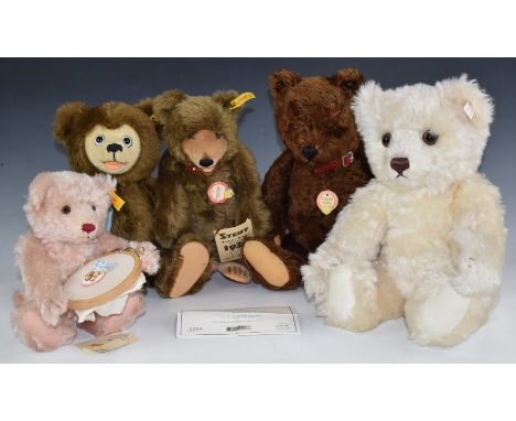 Five Steiff Teddy bears comprising Frances Mother, 1930 Replica, Original and two others, largest 38cm tall.&nbsp;