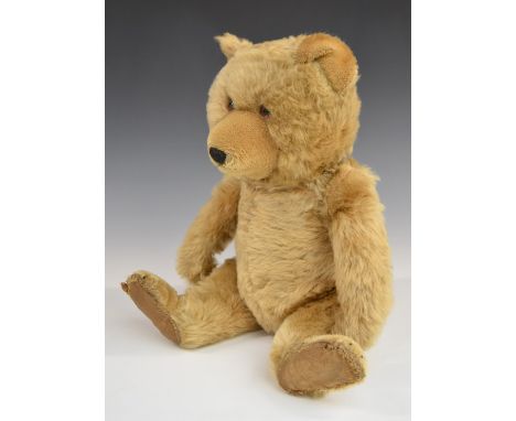 Chiltern Ting-a-Ling Teddy bear&nbsp;with chimes, blonde mohair, shaved snout, straw filling, disc joints, stitched features 