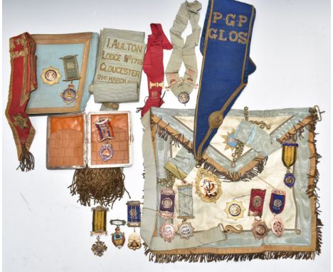 Royal Antediluvian Order of the Buffaloes (Buffs) Gloucester interest jewels and regalia circa 1920s-1930s including five 9ct