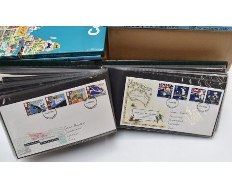 A world stamp collection in six albums and loose, together with four folders of GB first day covers