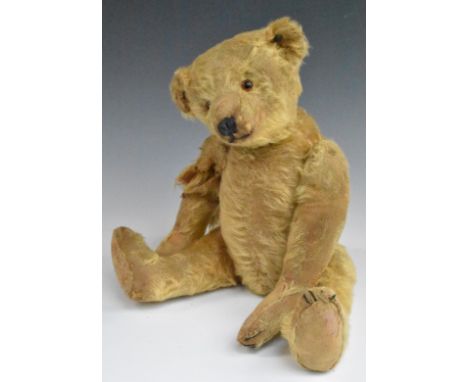 Steiff Teddy bear with growler, blonde mohair, straw filling, disc joints, stitched features and button to ear, 44cm tall.&nb